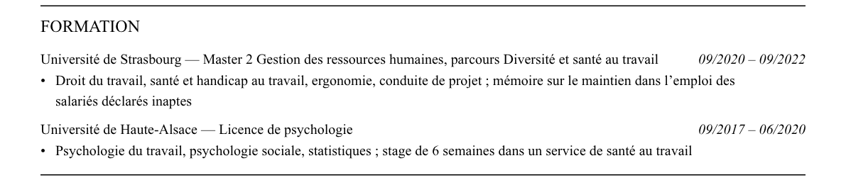 CV chargé de mission handicap : formation