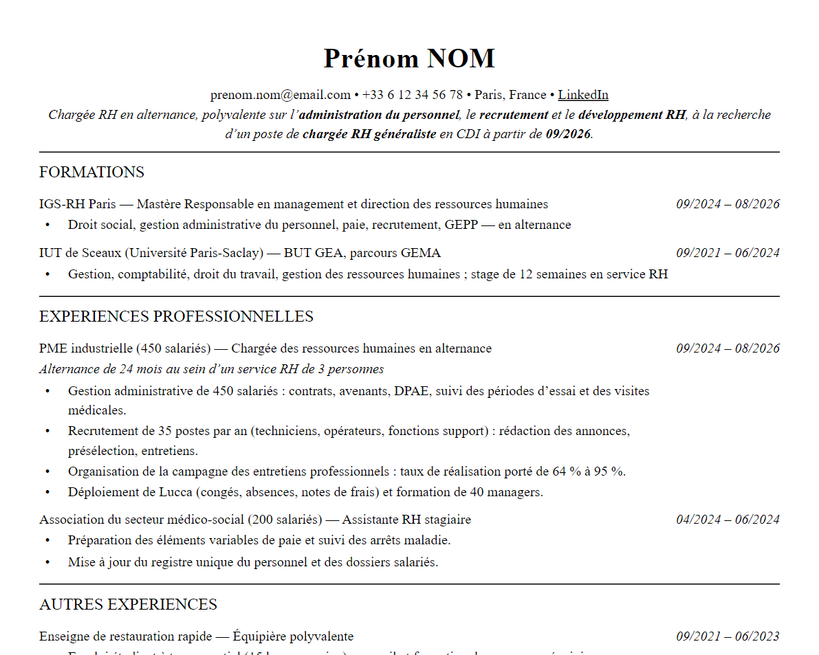 Aperçu : Généraliste ou spécialiste RH : quel parcours, quel CV