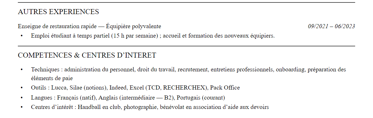 Compétences et centres d’intérêt