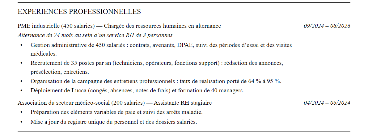 Expériences