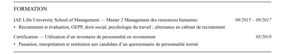 CV recruteur·se en cabinet de recrutement : formation