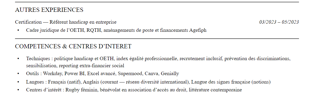 CV chargé de diversité et inclusion : compétences et centres d’intérêt