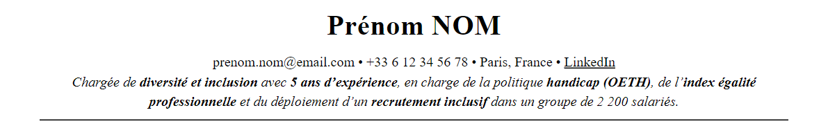 CV chargé de diversité et inclusion : en-tête et accroche