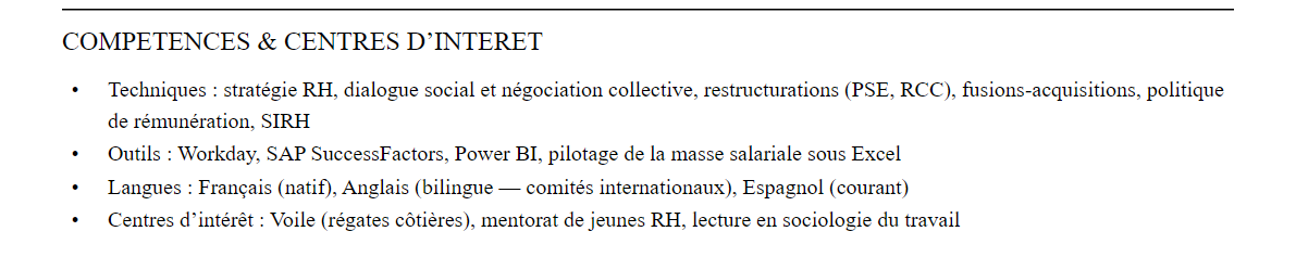 Compétences et centres d’intérêt