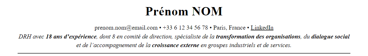 En-tête et accroche