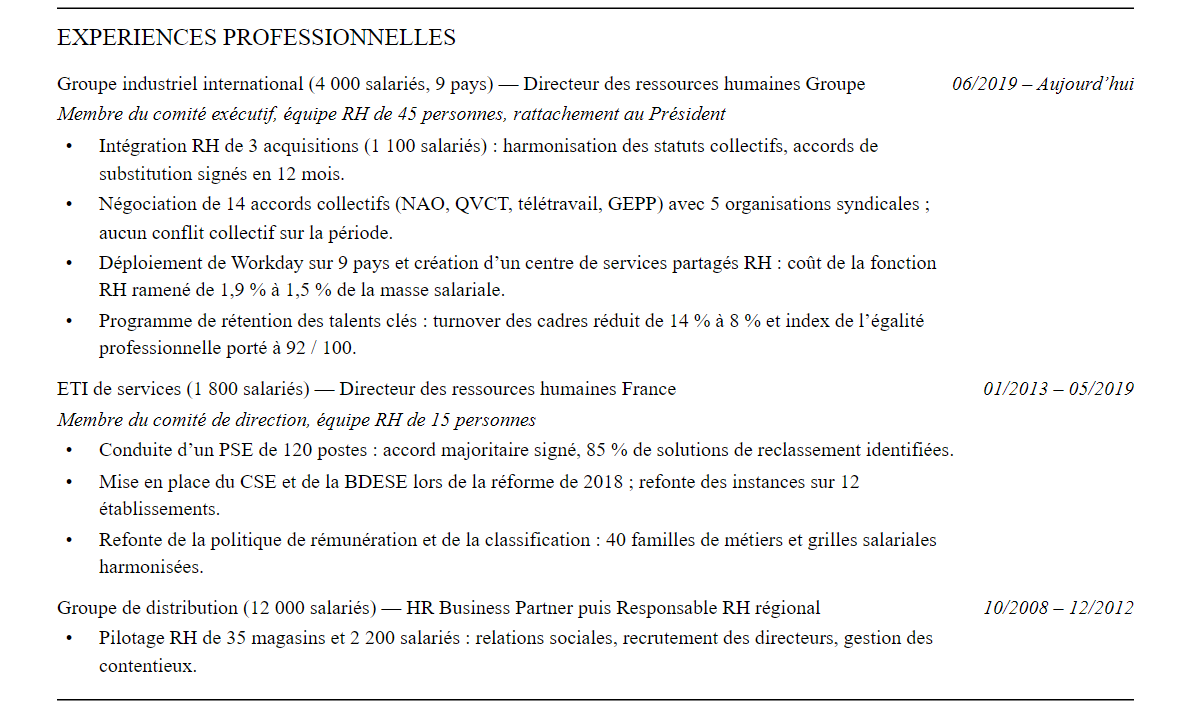 Expériences