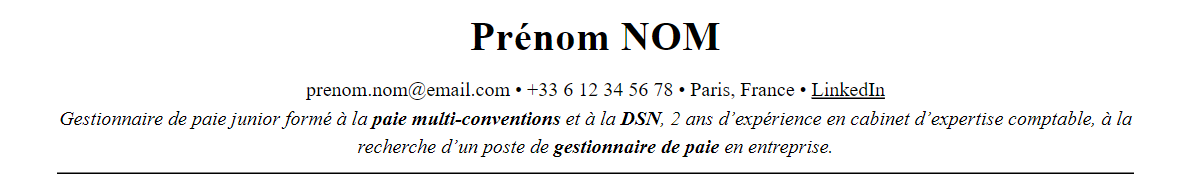 En-tête et accroche