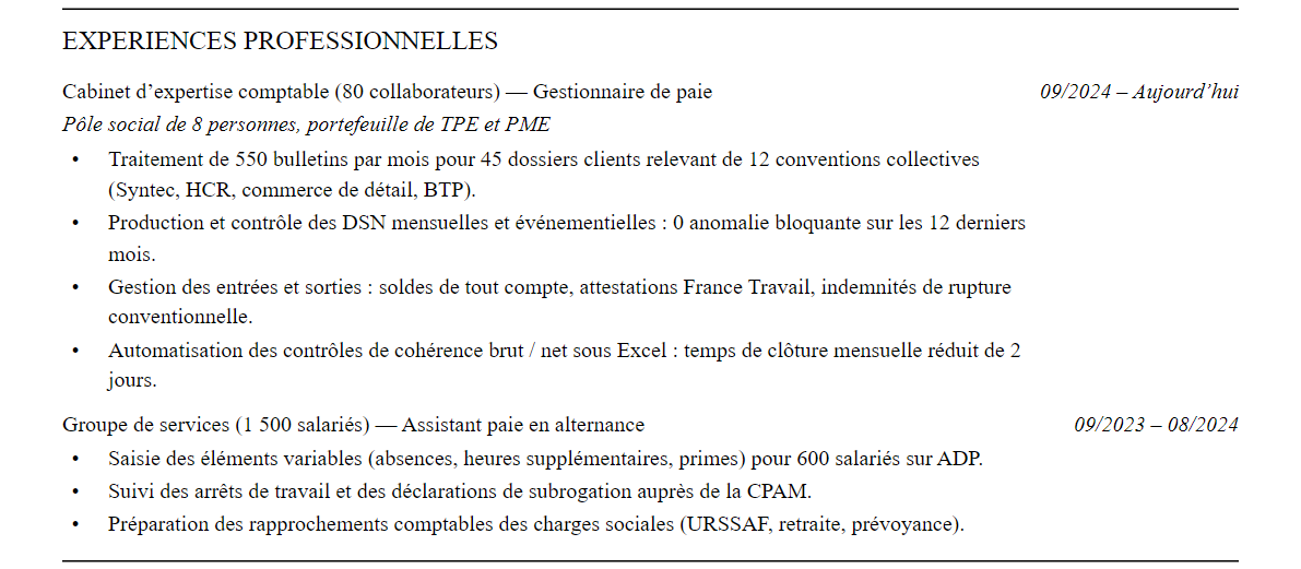 Expériences