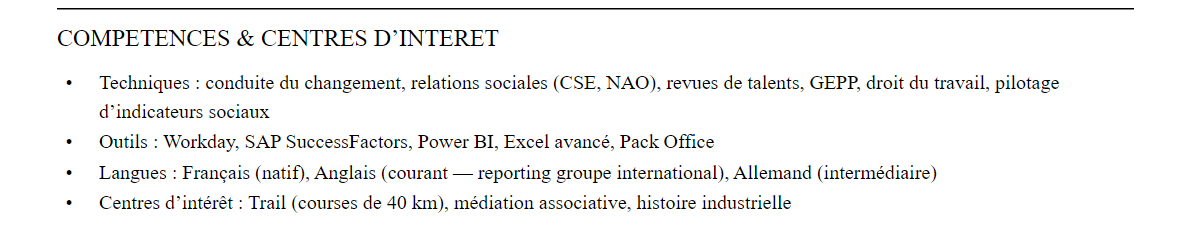 Compétences et centres d’intérêt