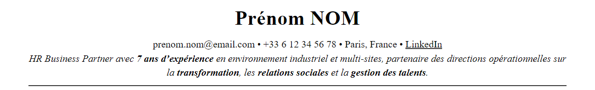 En-tête et accroche