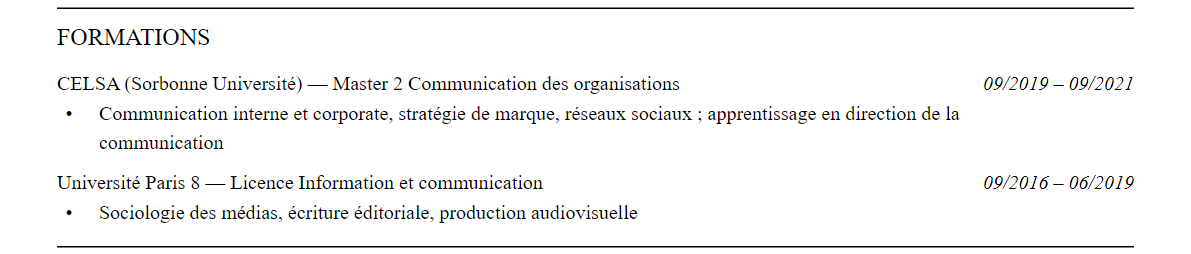 CV responsable marque employeur : formation