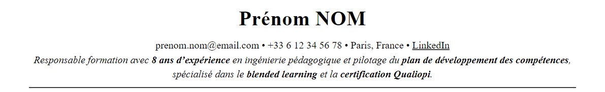 En-tête et accroche