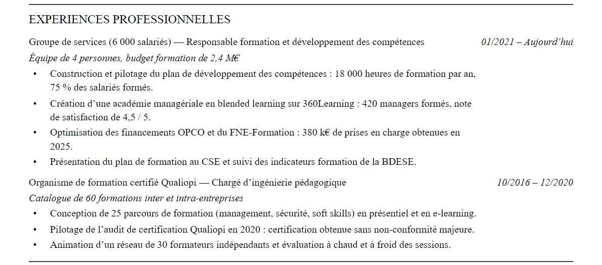 Expériences