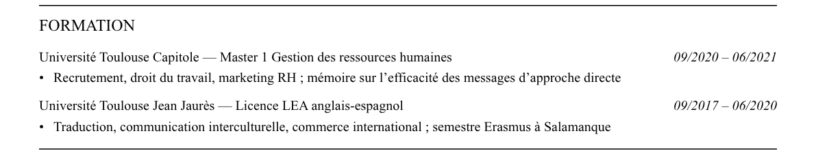 CV sourceur·se / talent sourcer : formation