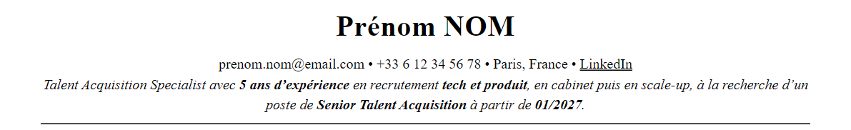 En-tête et accroche