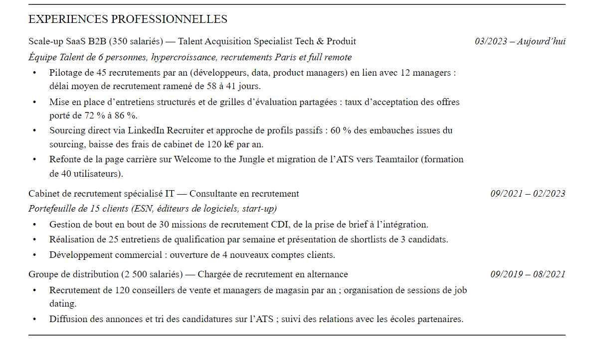 Expériences
